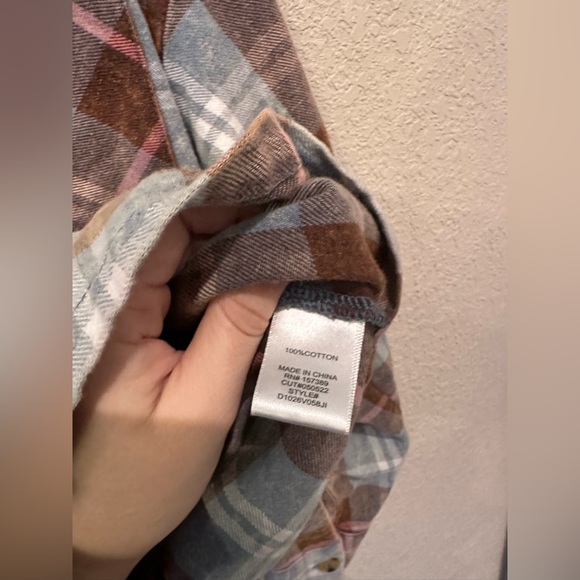 Originality Plaid Collared Button Front Shacket Brown Blue White Size Small - Picture 6 of 8